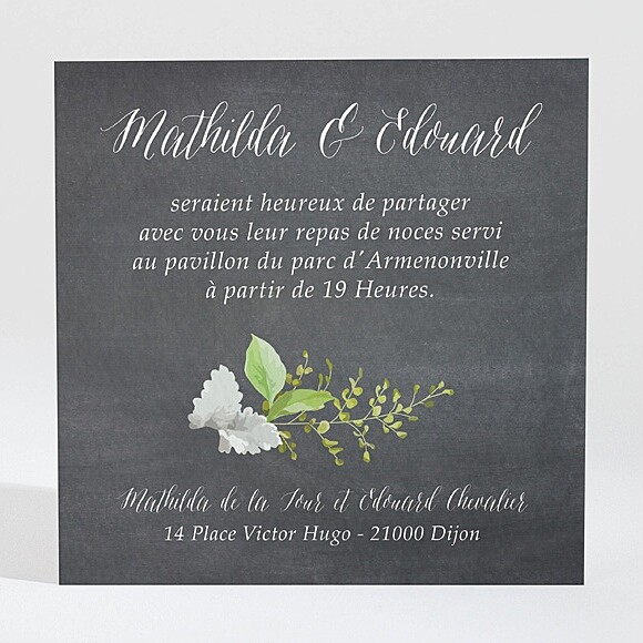 Carton d'invitation mariage Couronne en ardoise réf.N3001386
