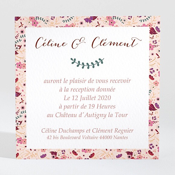 Carton d'invitation mariage Esperluette Liberty réf.N3001390
