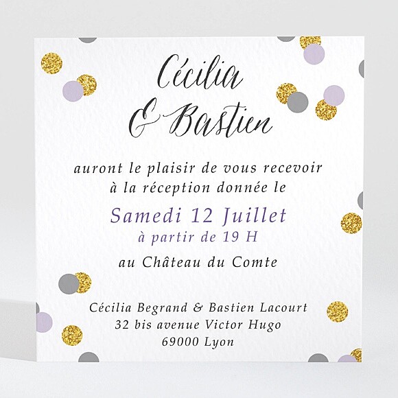 Carton d'invitation mariage Doux confettis réf.N3001415