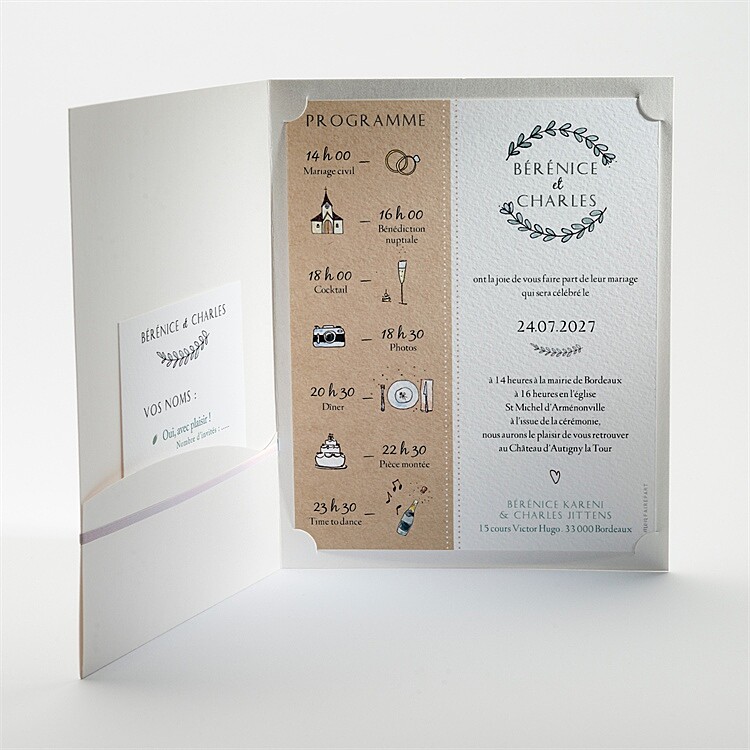 Faire-part mariage Avec programme