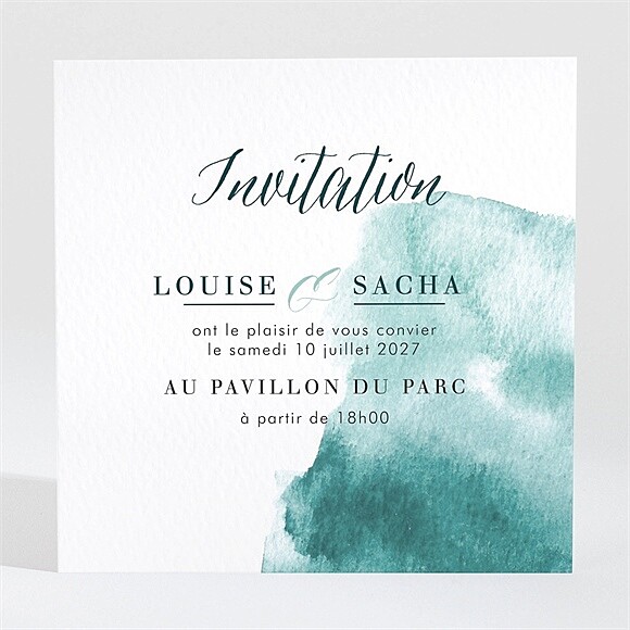 Carton d'invitation mariage Aquarelle verte réf.N3001469