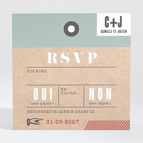 Carton réponse mariage voyage voyage