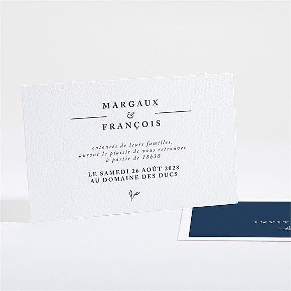 Carton d'invitation mariage Bleu romantique réf.N16119