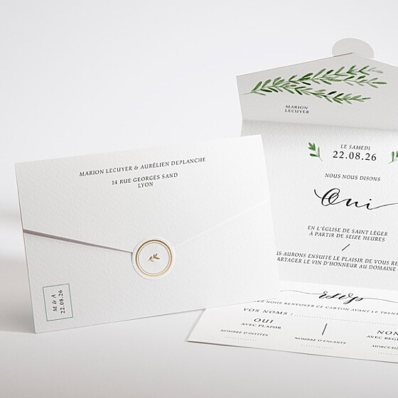 Faire-part mariage branche d'amour