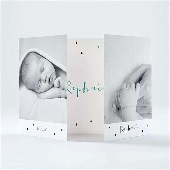 Faire-part naissance double photo petits pois