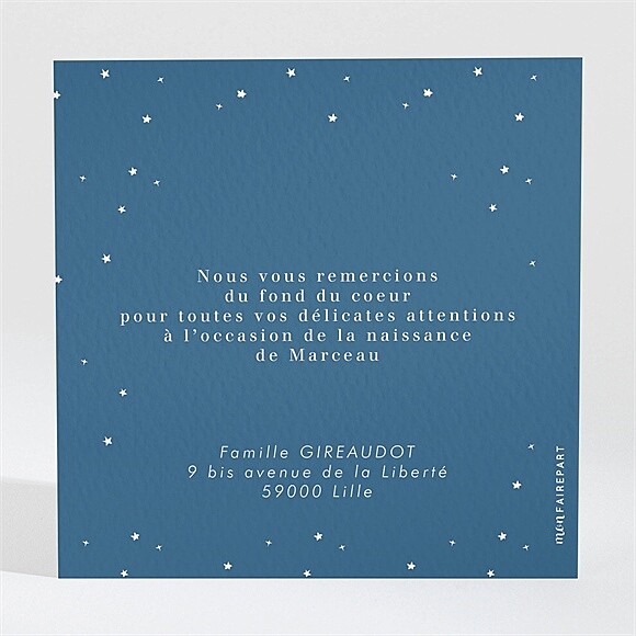 Dos de la carte