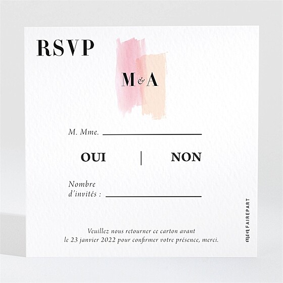 Carton réponse mariage charmantes couleurs