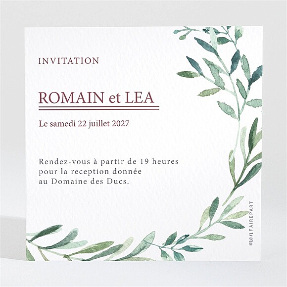 Carton d'invitation mariage Ronde végétale réf.N3001560