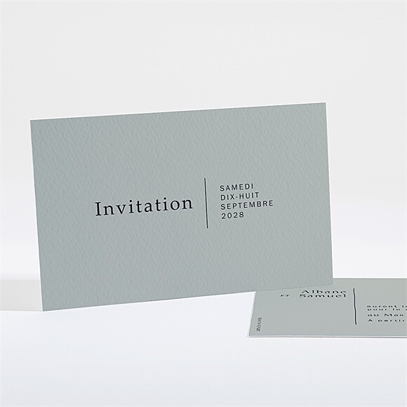 Carton d'invitation mariage Vert Laurier réf.N16175