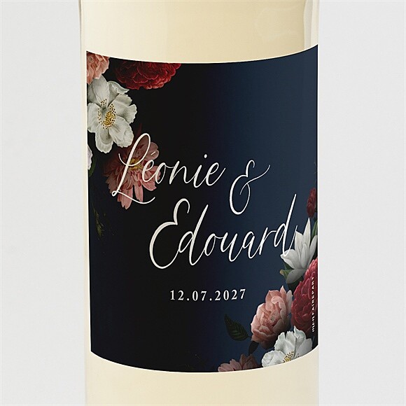 Etiquette de bouteille mariage Fleurs de Nuit réf.N3001620
