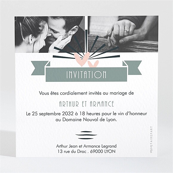 Carton d'invitation mariage Petit Pele Mele réf.N3001653