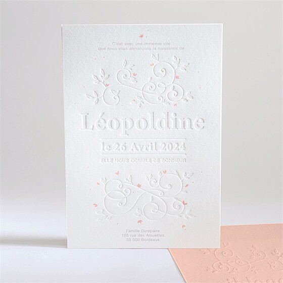 Faire-part naissance empreintes et reliefs