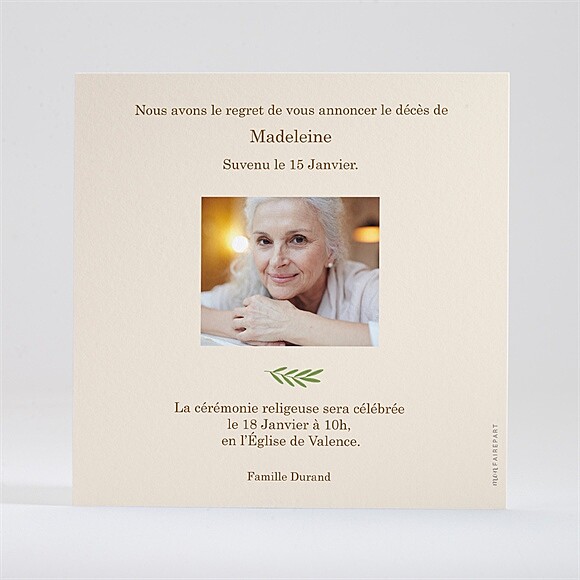 Dos du faire-part