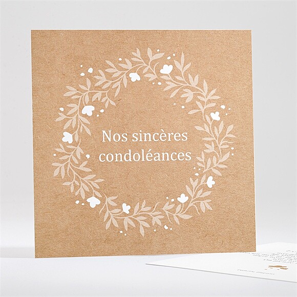 Carte de condoléances décès Gaufrage et Kraft réf.N351195