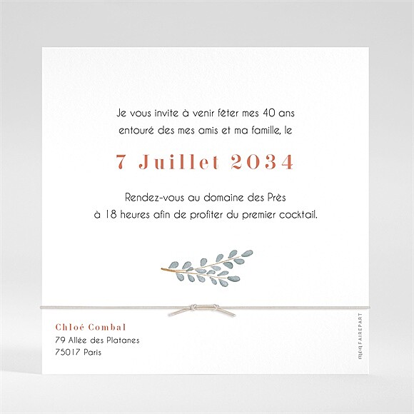 Dos de l'invitation