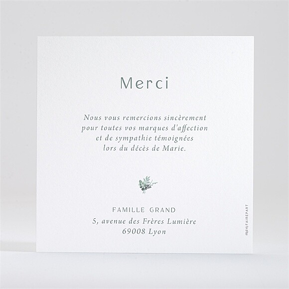 Dos de la carte