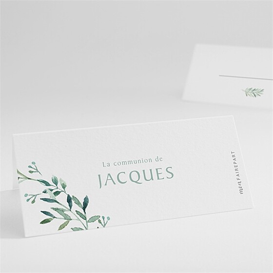 Marque-place communion végétal et dorure