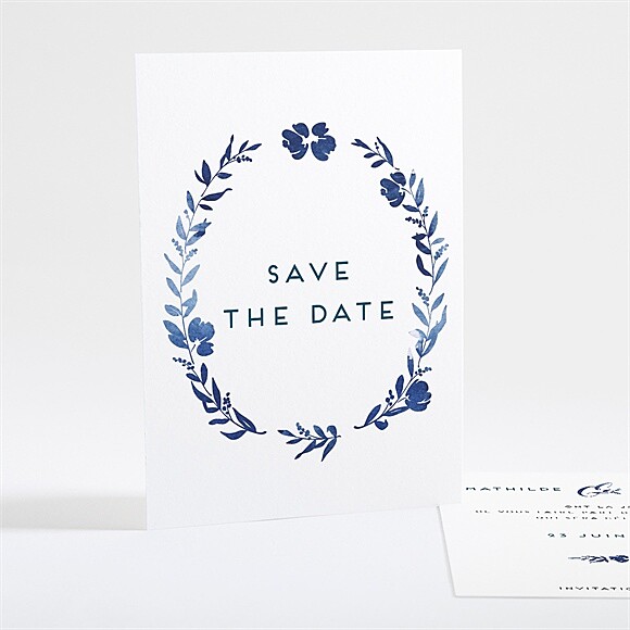 Save the Date mariage Aquarelle bleue réf.N25152