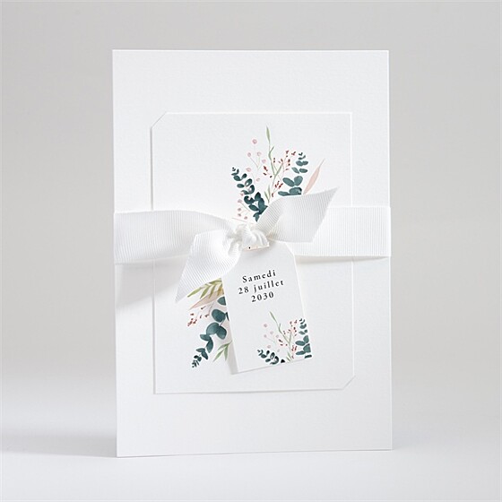 Faire-part mariage bouquet ardent ruban