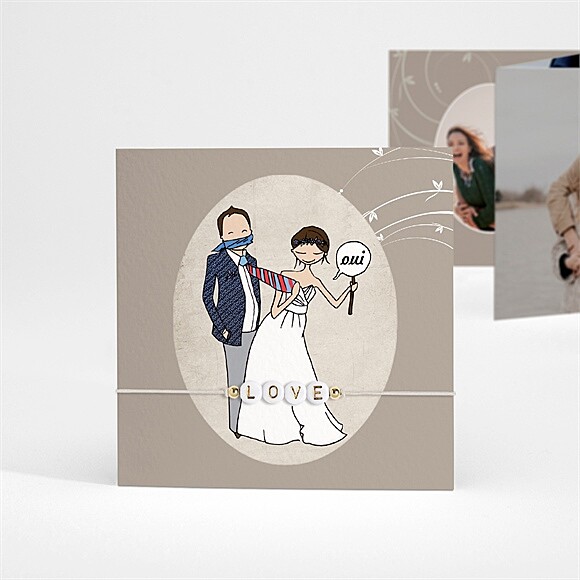 Faire-part mariage Illustrations Humour triptyque réf.N831118