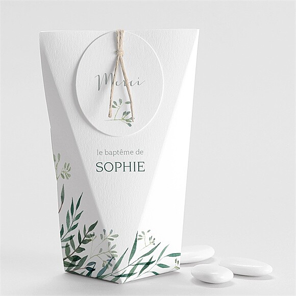 Boîte de dragées baptême Jolie annonce Champêtre Étui réf.N520207