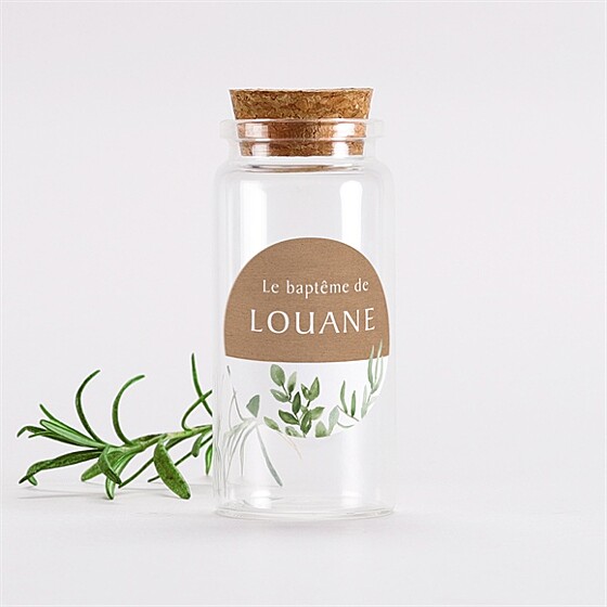Mignonette baptême kraft végétal sticker