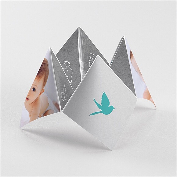 Faire-part de baptême Découpe originale origami réf.N33096