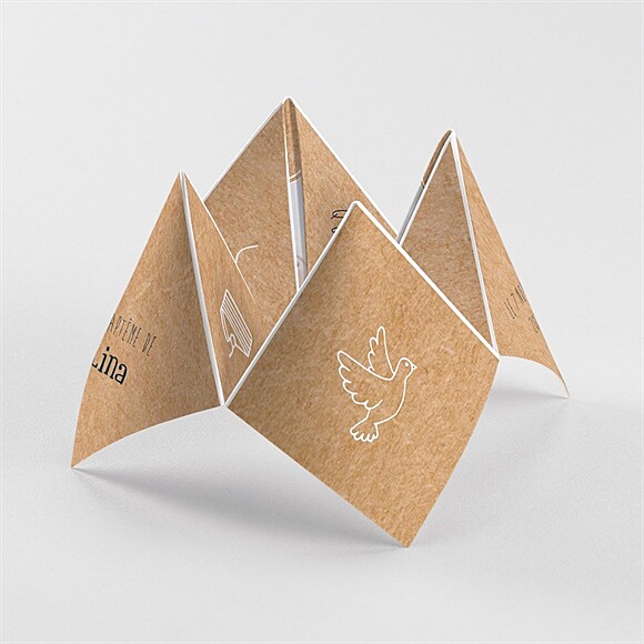 Faire-part de baptême Tout en Pictos origami réf.N33098