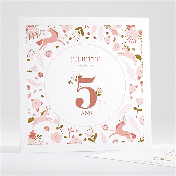 Invitation anniversaire Licornes roses réf.N351443