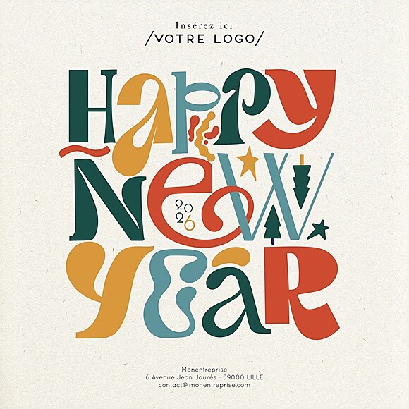 Carte de voeux virtuelle image entreprise New Year Vintage réf.ECARD_029