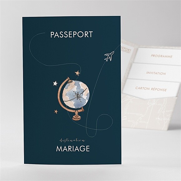 Faire-part mariage Notre Passeport Pocketfold réf.N84152