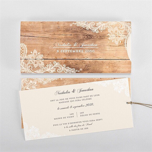Faire-part mariage Boisé pochette duo