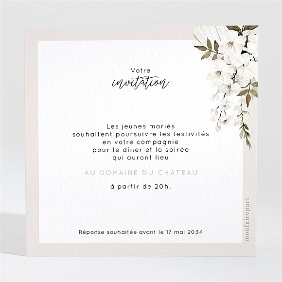 Carton d'invitation mariage Orchidées réf.N3002004
