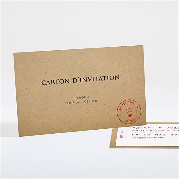 Carton d'invitation mariage Passeport Vintage réf.N161266