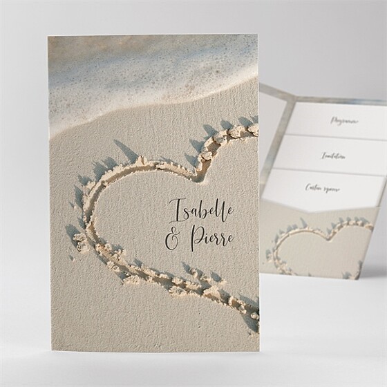 Faire-part mariage dans le sable pocketfold