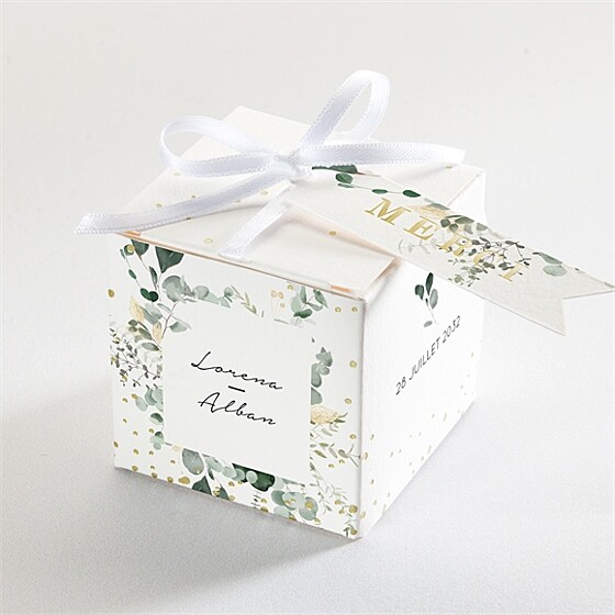 Boîte de dragées mariage pastel dorure