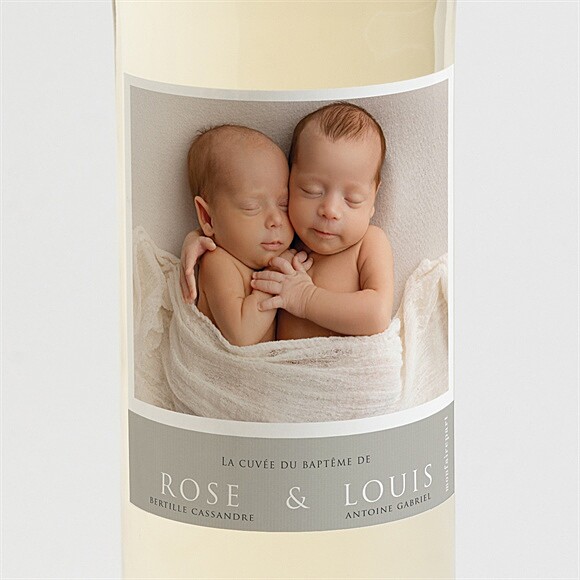 Etiquette de bouteille baptême Petits jumeaux réf.N3002060