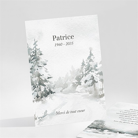 Remerciement décès paysage enneigé portrait