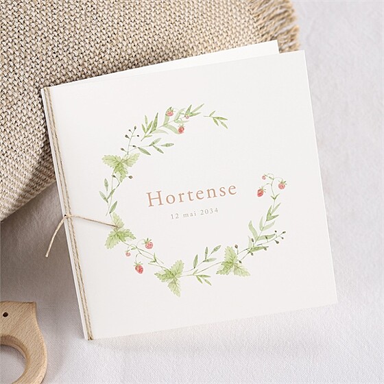Faire-part naissance fraises de printemps