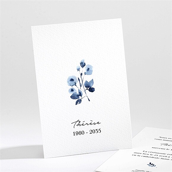 Faire-part décès Fleur bleue réf.N211637