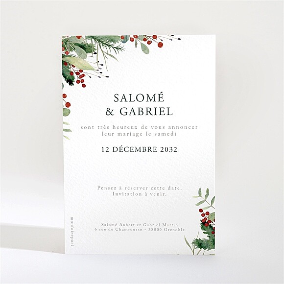 Save the Date mariage Thème Noël réf.N210219