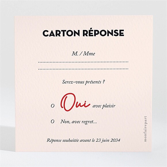 Carton réponse mariage Coeur réf.N3002147