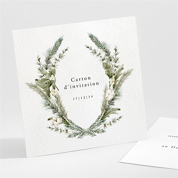 Carton d'invitation mariage Couronne d'hiver réf.N301596