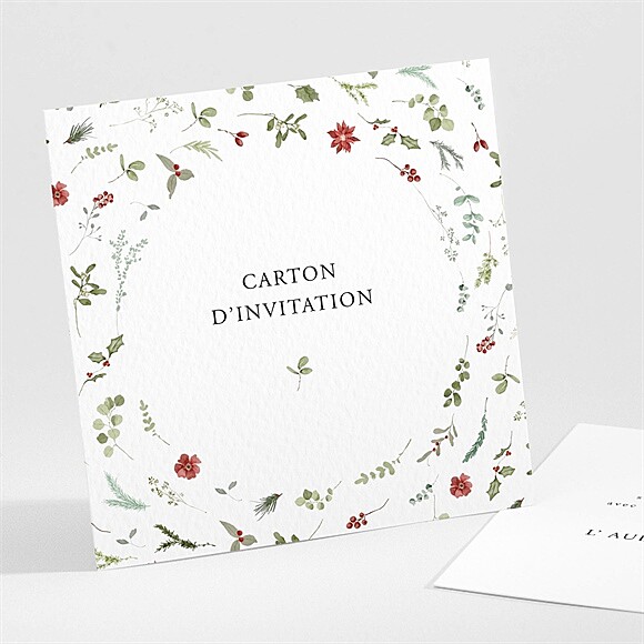 Carton d'invitation mariage Ronde fleurie réf.N301599