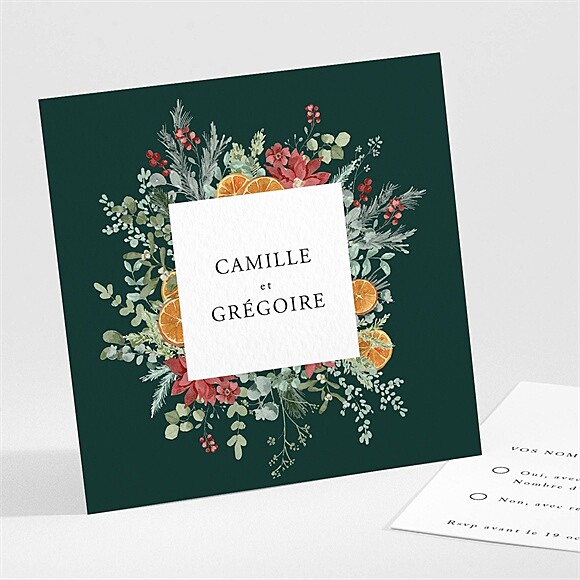 Carton réponse mariage Orange de Noël réf.N301605