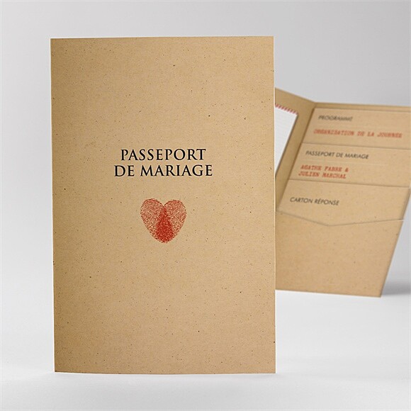 Faire-part mariage Passeport Vintage pocketfold réf.N84195