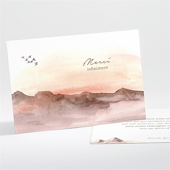 Remerciement décès crépuscule en aquarelle