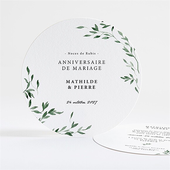 Invitation anniversaire de mariage Douceurs végétales - Rond réf.N321280