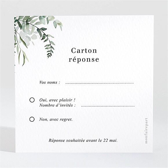 Carton réponse mariage Végétal réf.N3002168