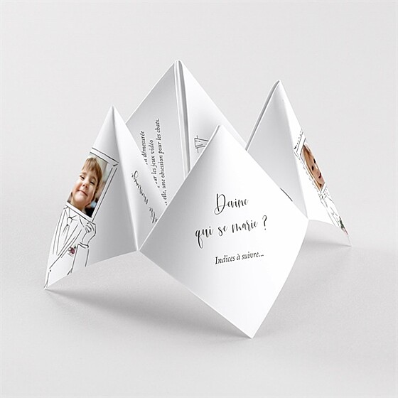 Faire-part mariage jolie devinette cocotte